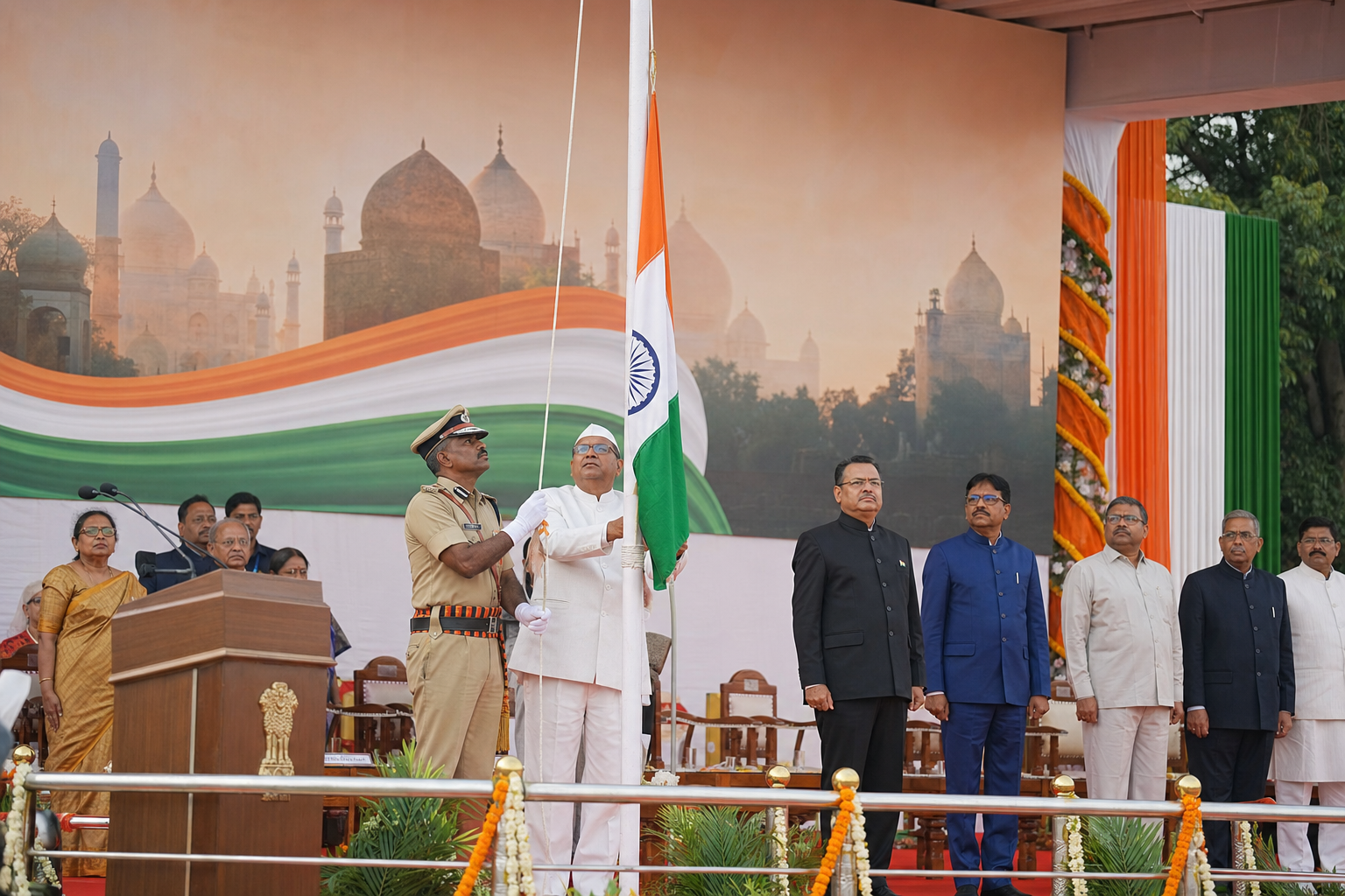 Gallery image - Republic Day celebrations at OPGCI headquarters with dignitaries and officers